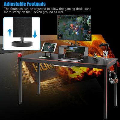 55 Inch Ergonomic Gaming Desk with Monitor Shelf