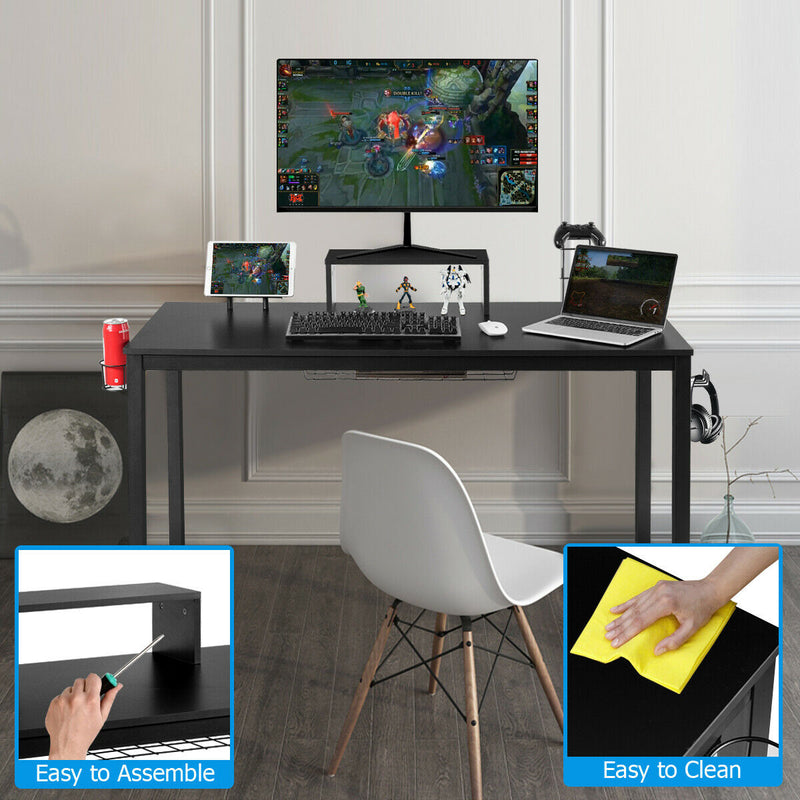 55 Inch Ergonomic Gaming Desk with Monitor Shelf