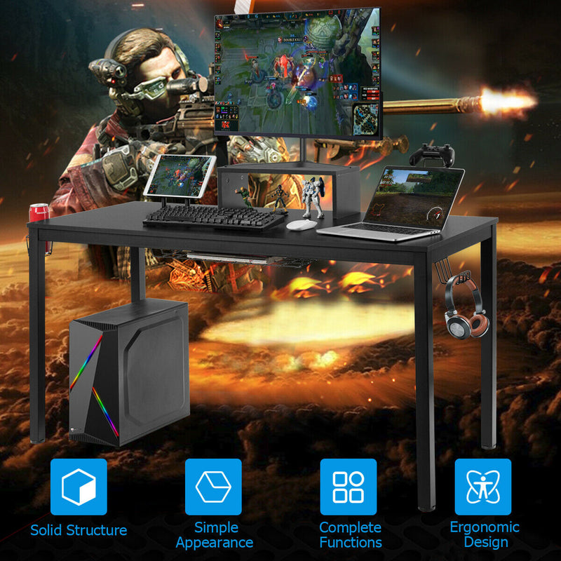 55 Inch Ergonomic Gaming Desk with Monitor Shelf