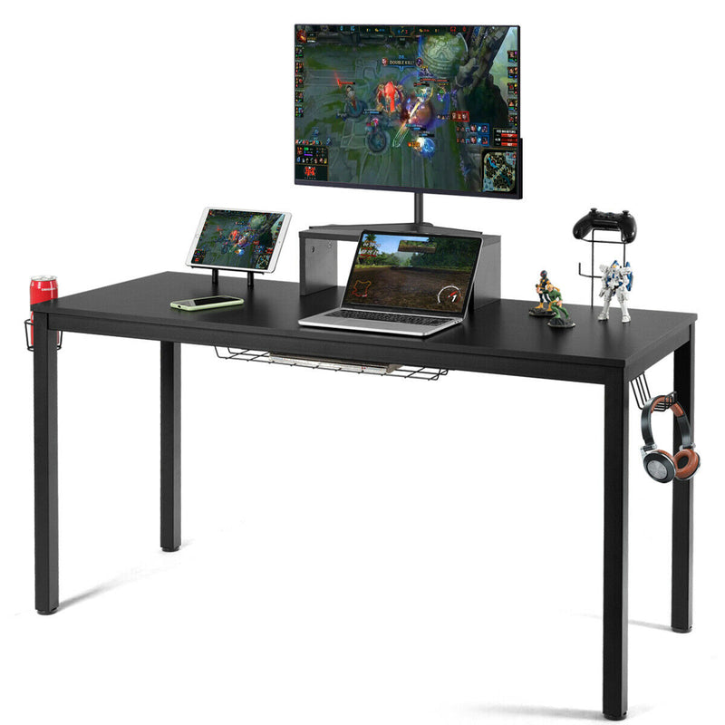 55 Inch Ergonomic Gaming Desk with Monitor Shelf