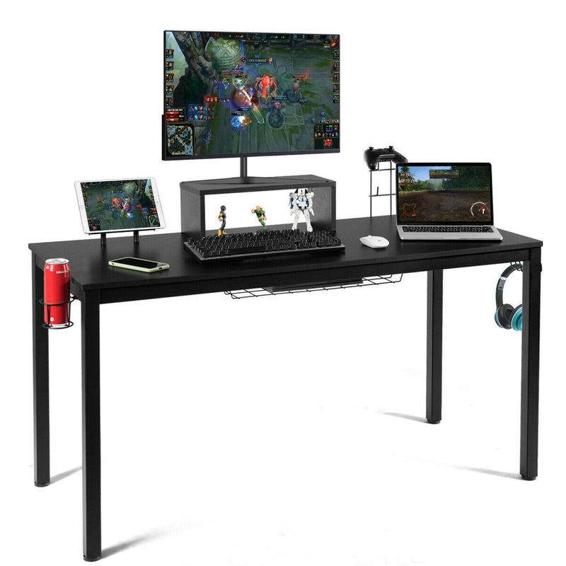 55 Inch Ergonomic Gaming Desk with Monitor Shelf