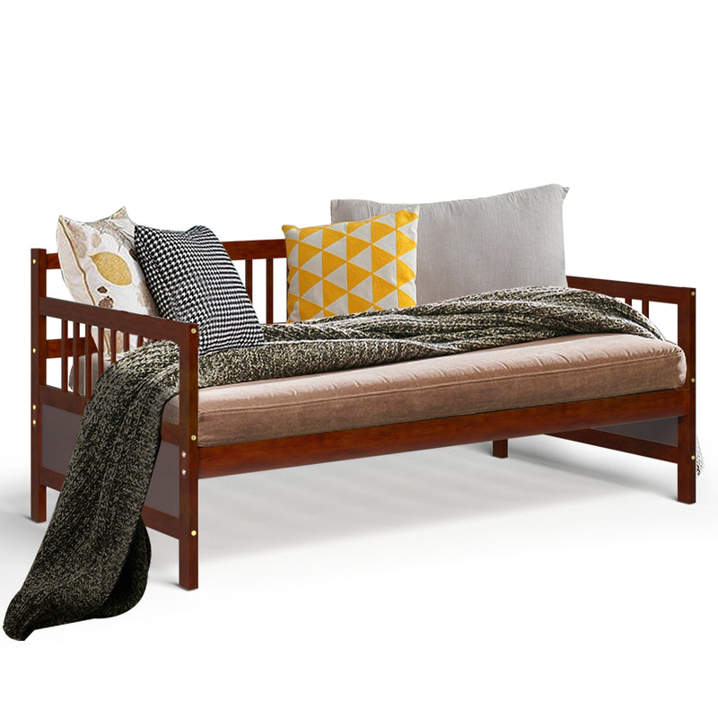 Twin Size Wooden Slats Daybed Bed Frame with Rails