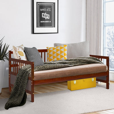 Twin Size Wooden Slats Daybed Bed Frame with Rails