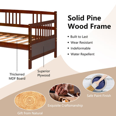 Twin Size Wooden Slats Daybed Bed Frame with Rails