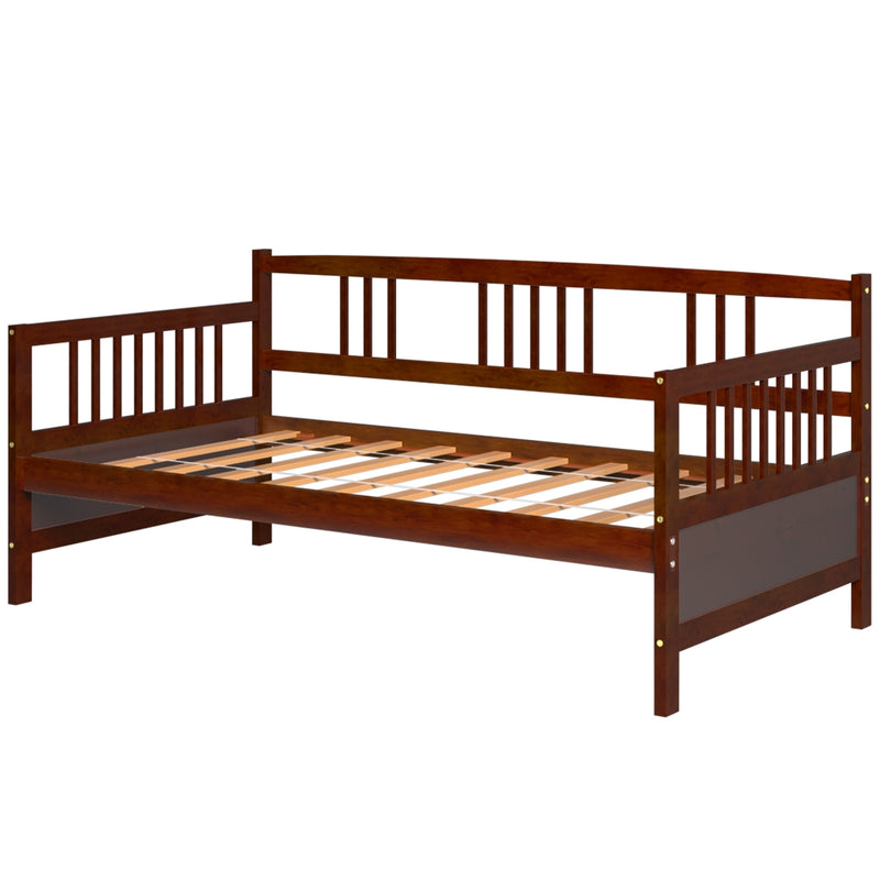 Twin Size Wooden Slats Daybed Bed Frame with Rails