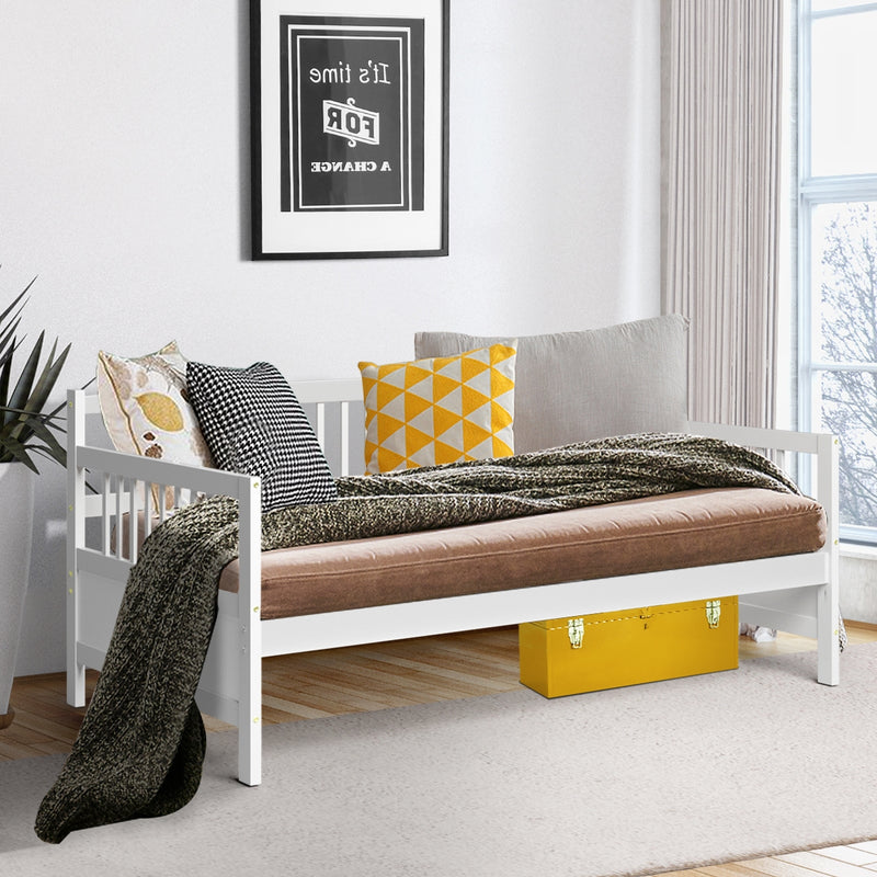 Twin Size Wooden Slats Daybed Bed Frame with Rails