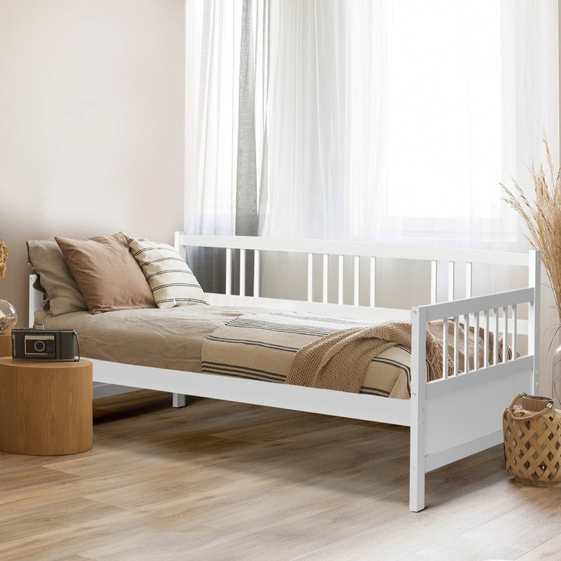 Twin Size Wooden Slats Daybed Bed Frame with Rails