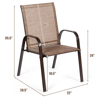 2 Pcs Patio Outdoor Dining Chair with Armrest