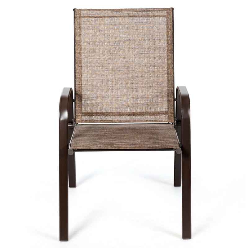 2 Pieces Patio Outdoor Dining Chair with Armrest