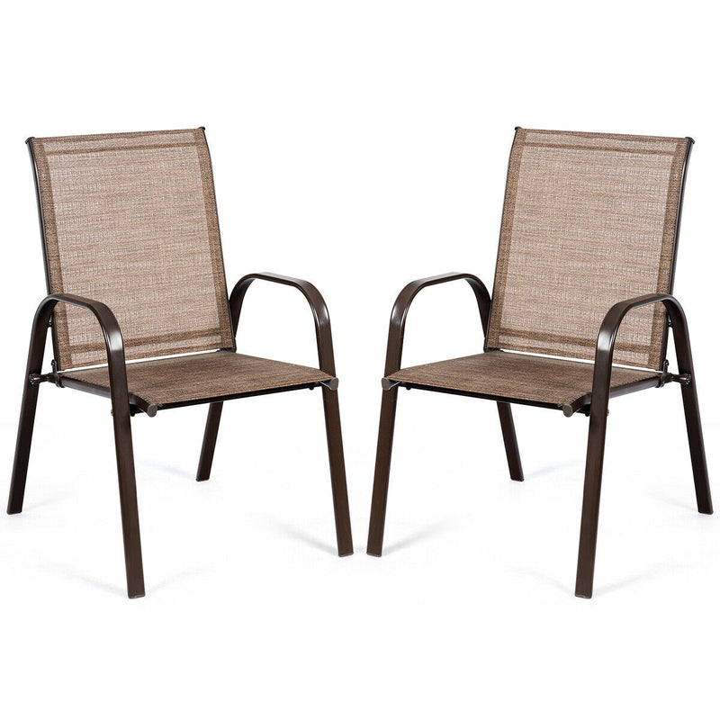 2 Pieces Patio Outdoor Dining Chair with Armrest