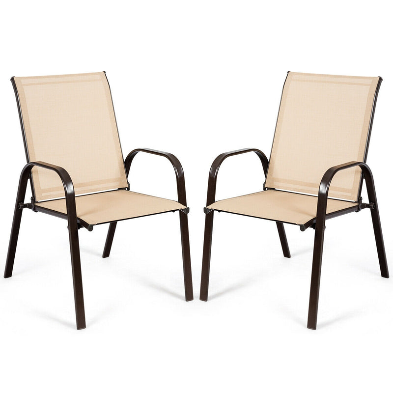 2 Pcs Patio Outdoor Dining Chair with Armrest