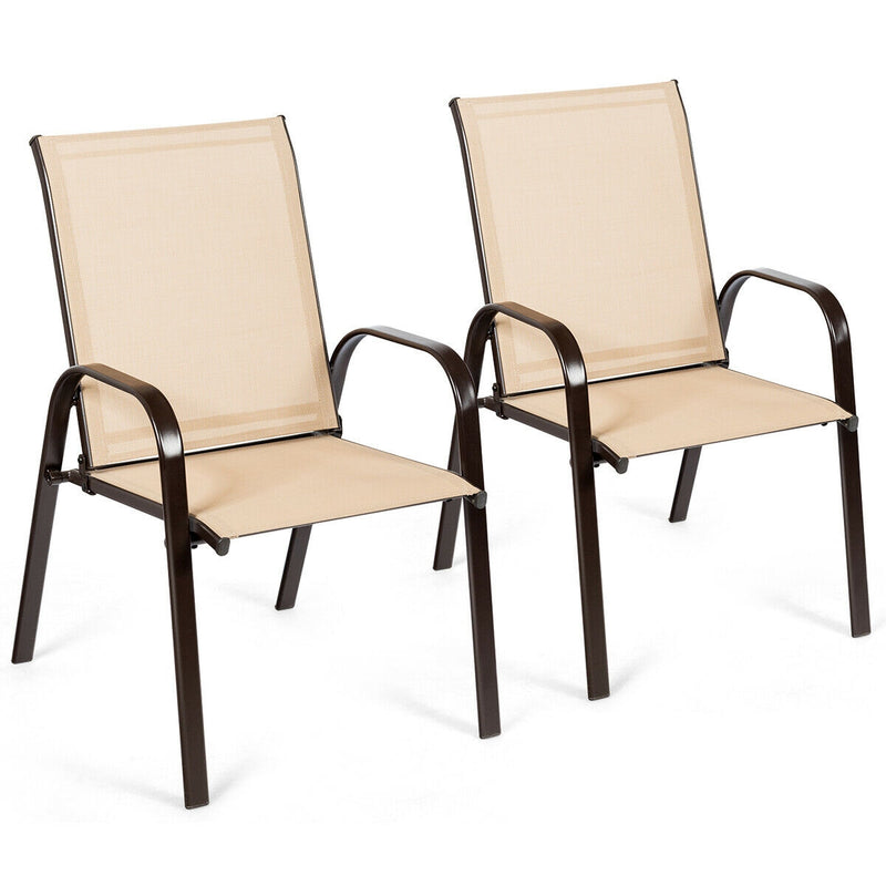 2 Pcs Patio Outdoor Dining Chair with Armrest