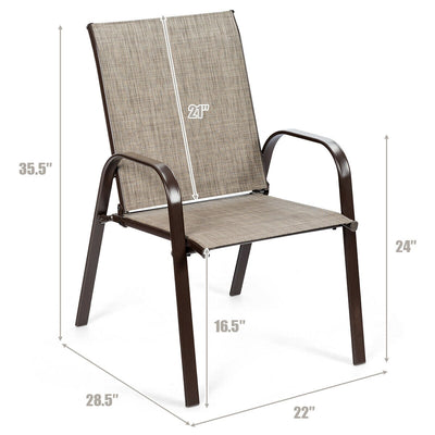 2 Pcs Patio Outdoor Dining Chair with Armrest