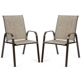 2 Pieces Patio Outdoor Dining Chair with Armrest