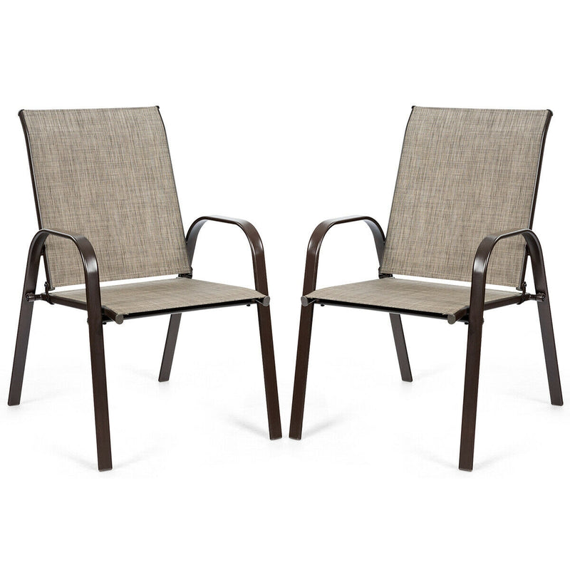 2 Pieces Patio Outdoor Dining Chair with Armrest