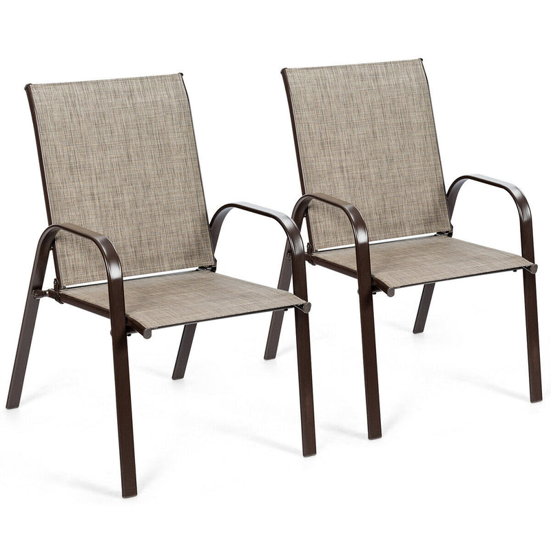 2 Pieces Patio Outdoor Dining Chair with Armrest