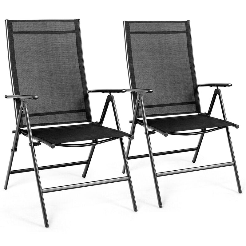 Set of 2 Adjustable Portable Patio Folding Dining Chair Recliner