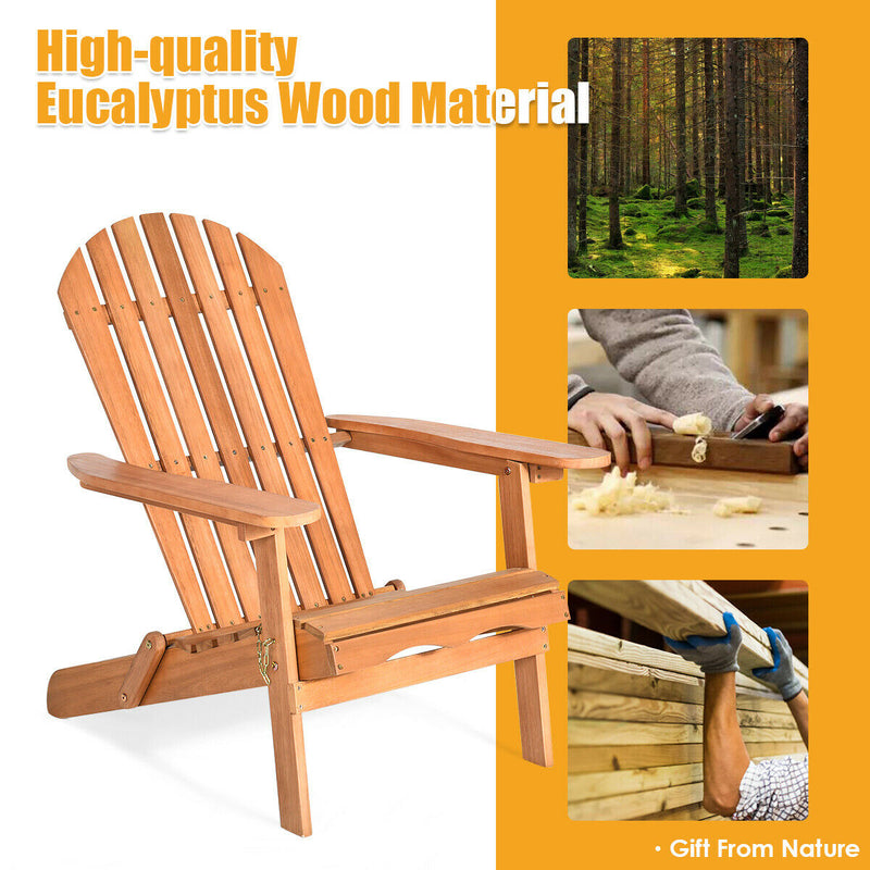 Eucalyptus Chair Foldable Outdoor Wood Lounger Chair