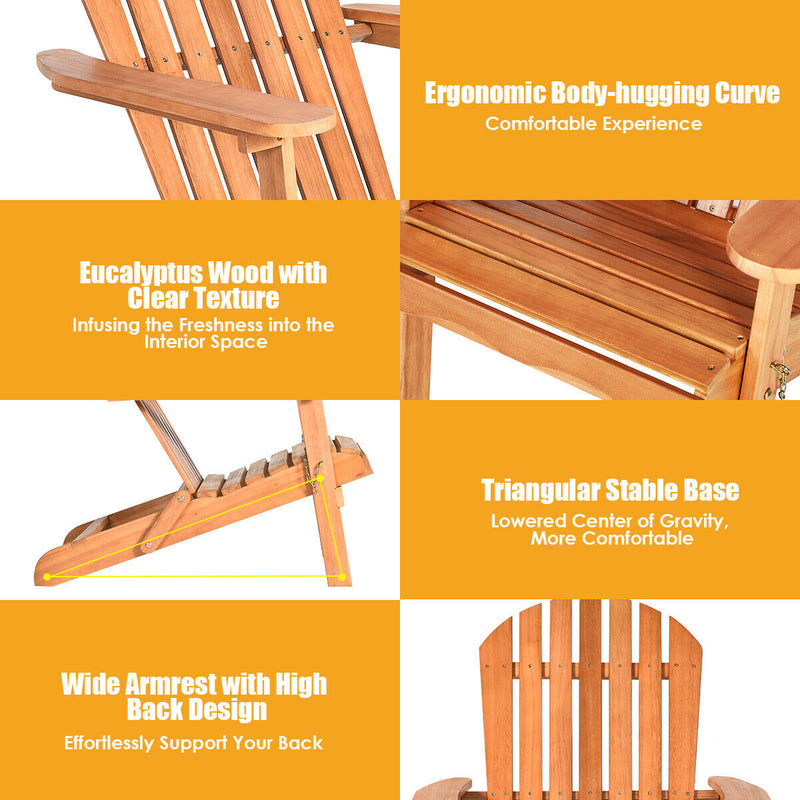 Eucalyptus Chair Foldable Outdoor Wood Lounger Chair