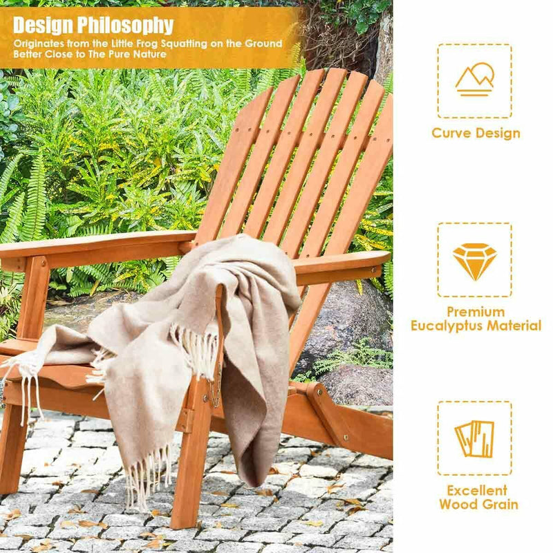 Eucalyptus Chair Foldable Outdoor Wood Lounger Chair