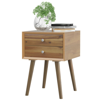 Square Nightstand End Side Table with 2 Drawers