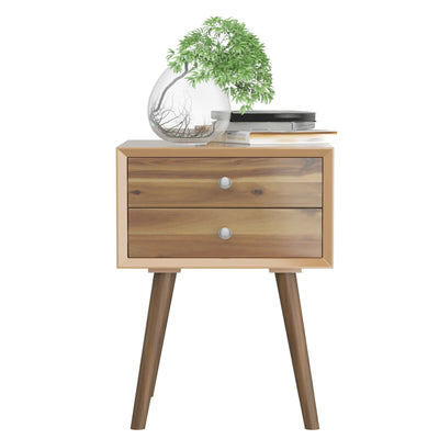 Square Nightstand End Side Table with 2 Drawers