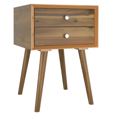 Square Nightstand End Side Table with 2 Drawers