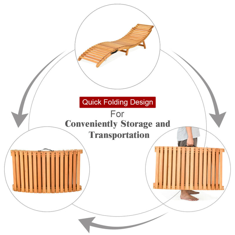 Folding Chaise Lounge Chair with Carrying Handle