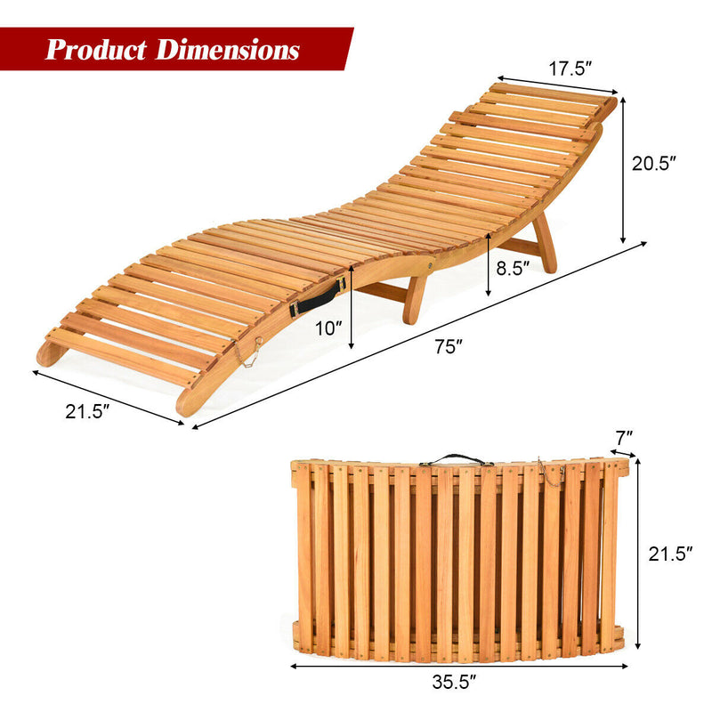 Folding Chaise Lounge Chair with Carrying Handle