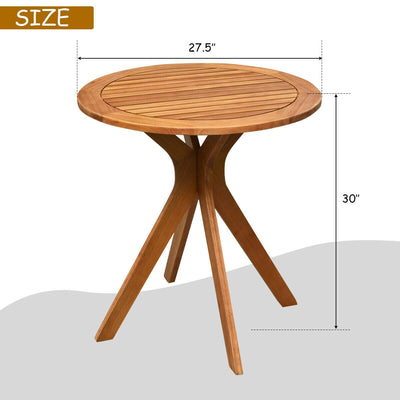 27'' Outdoor Round Solid Wood Coffee Side Bistro Table