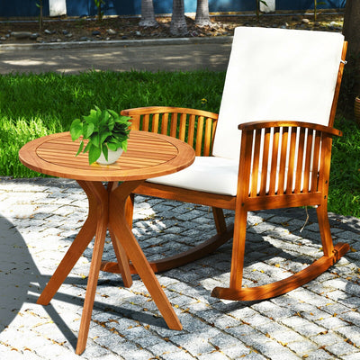 27'' Outdoor Round Solid Wood Coffee Side Bistro Table