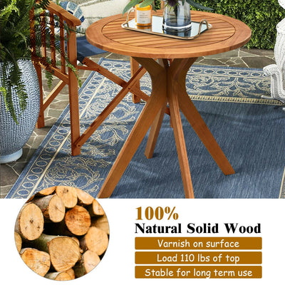 27'' Outdoor Round Solid Wood Coffee Side Bistro Table