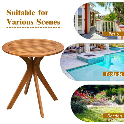 27'' Outdoor Round Solid Wood Coffee Side Bistro Table