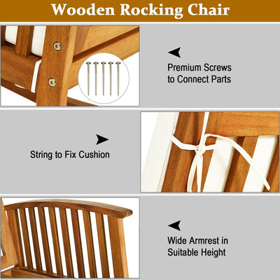 Outdoor Acacia Garden Wood Rocking Chair