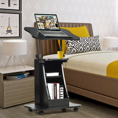 Sit-to-Stand Laptop Desk Cart Height Adjustable with Storage