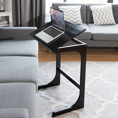 C-Shape Couch Adjustable 7-Position End Table with Tilting Top and Removable Stopper