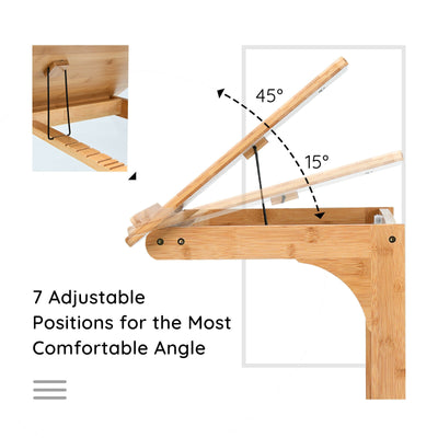 C-Shape Couch Adjustable 7-Position End Table with Tilting Top and Removable Stopper