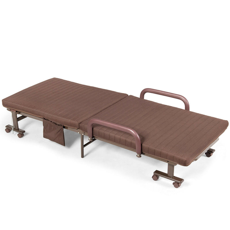 Folding Adjustable Guest Single Bed Lounge Portable with Wheels