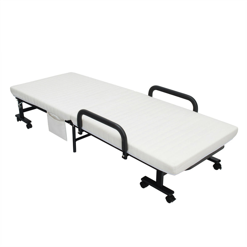 Folding Adjustable Guest Single Bed Lounge Portable with Wheels