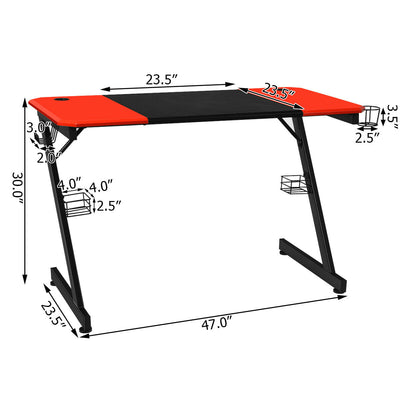 Computer Gaming Desk with Large Carbon Fiber Surface