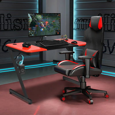 Computer Gaming Desk with Large Carbon Fiber Surface