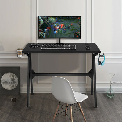 Ergonomic PC Computer Gaming Desk with Cup Holder Headphone Hook