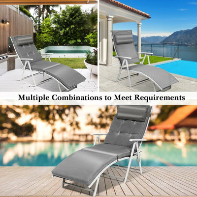 Folding 7-position Lounge Chair with Detachable Headrest and Cushion