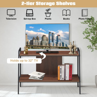 2 Tier Bookcase TV Stand with Open Shelves