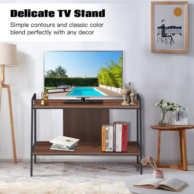 2 Tier Bookcase TV Stand with Open Shelves