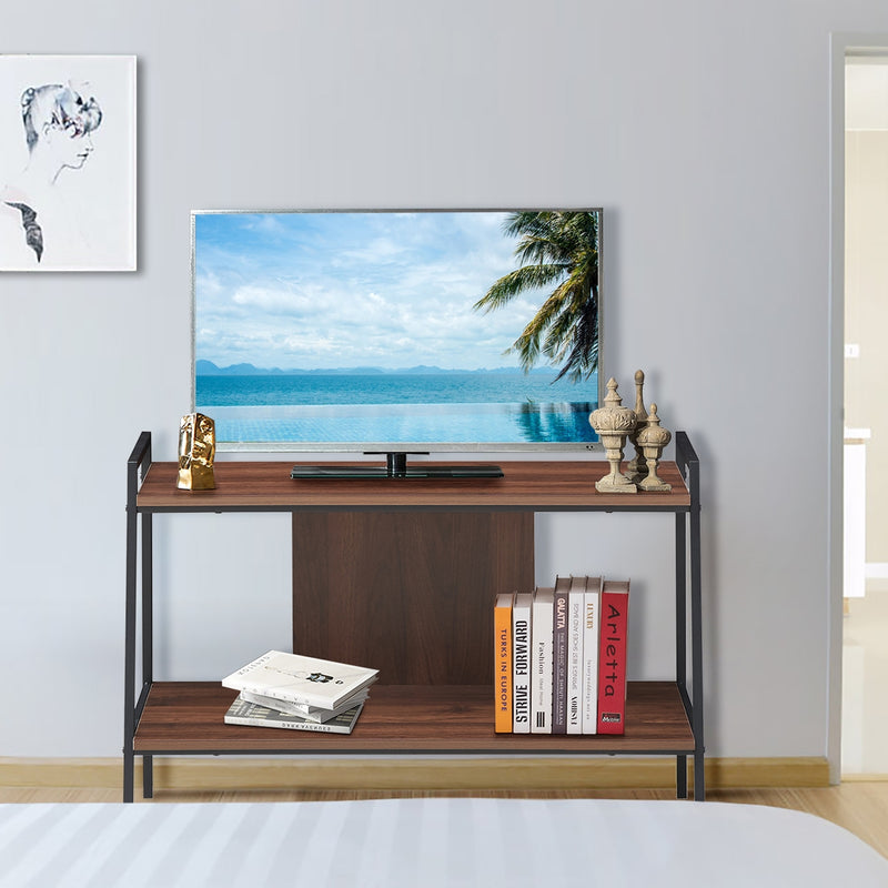 2 Tier Bookcase TV Stand with Open Shelves