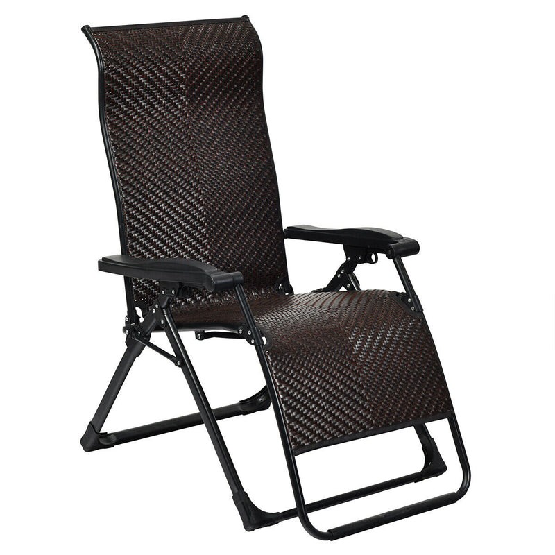 Set of 2 Folding Adjustable Rattan Lounge Chair