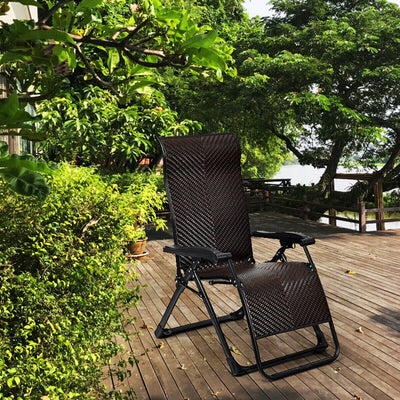 Set of 2 Folding Adjustable Rattan Lounge Chair