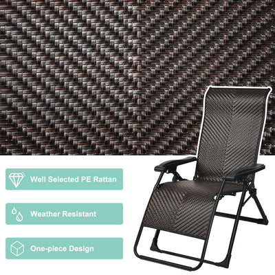 2PCS Patio Rattan Zero Gravity Lounge Chair