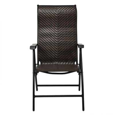 Folding 5-Position Rattan Chair with Armrest and Anti-slip Mat